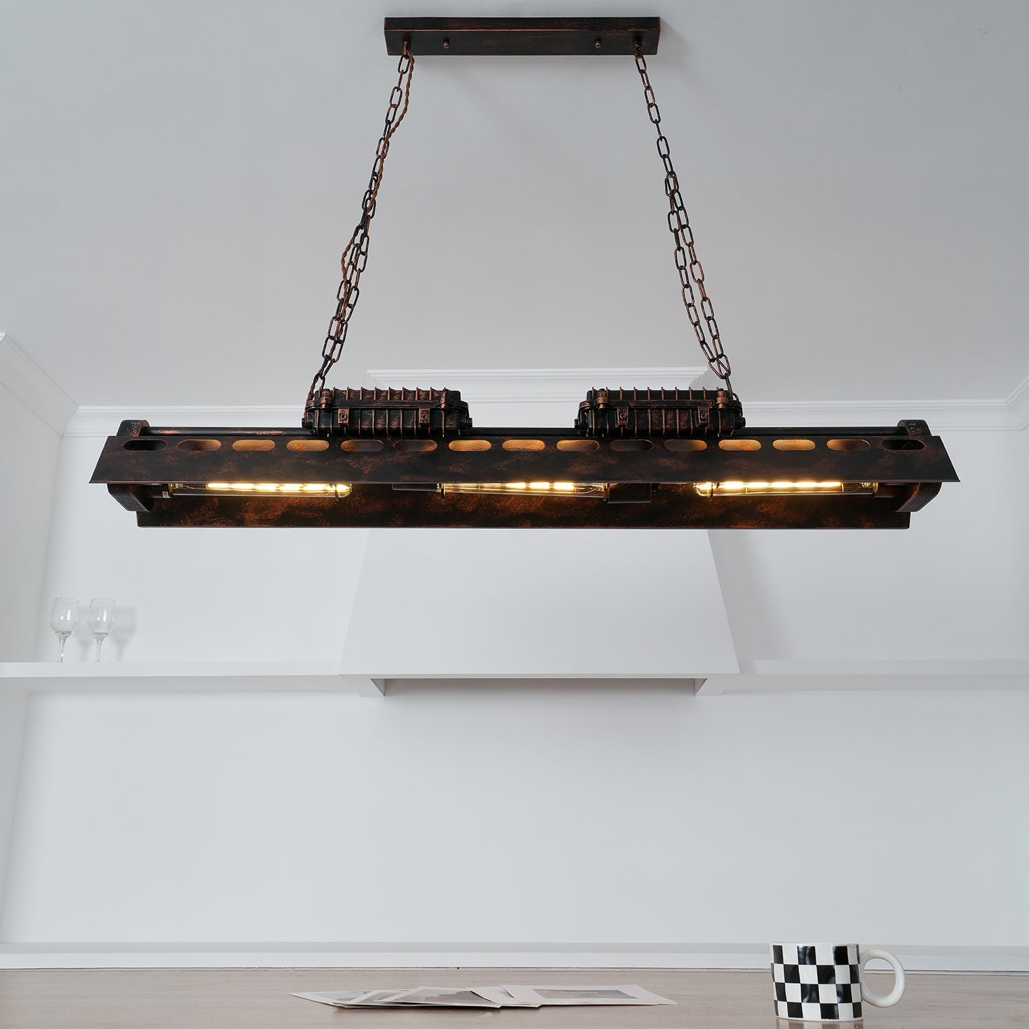 Steampunk Industrial Ceiling Suspension Lighting Lobby