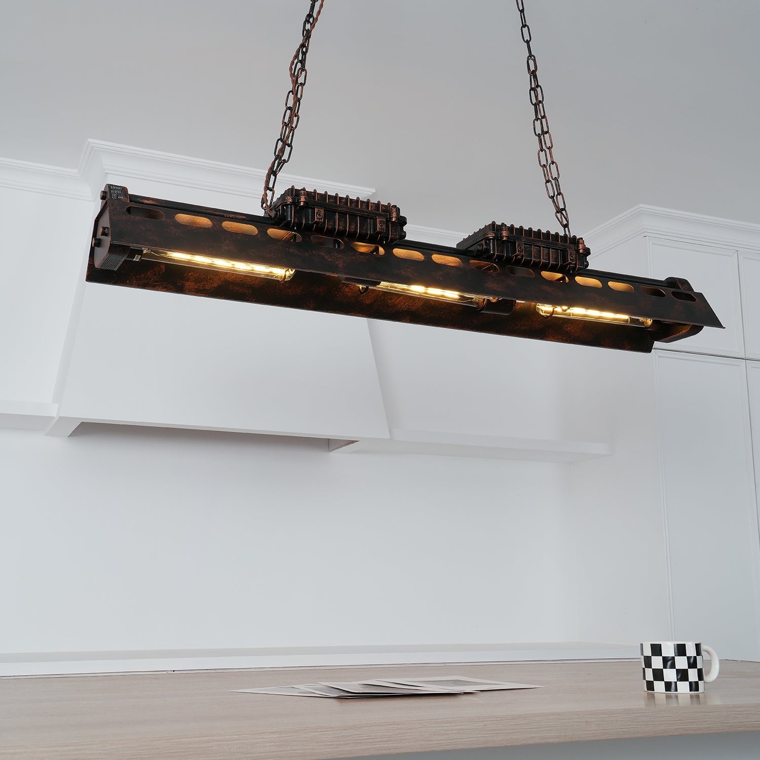 Steampunk Industrial Ceiling Suspension Lighting Lobby