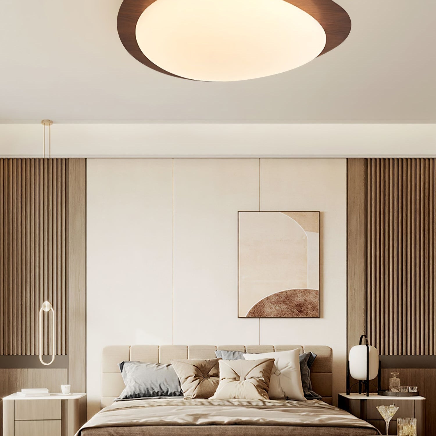 Stone Metal Pendant Light Lighting Lobby