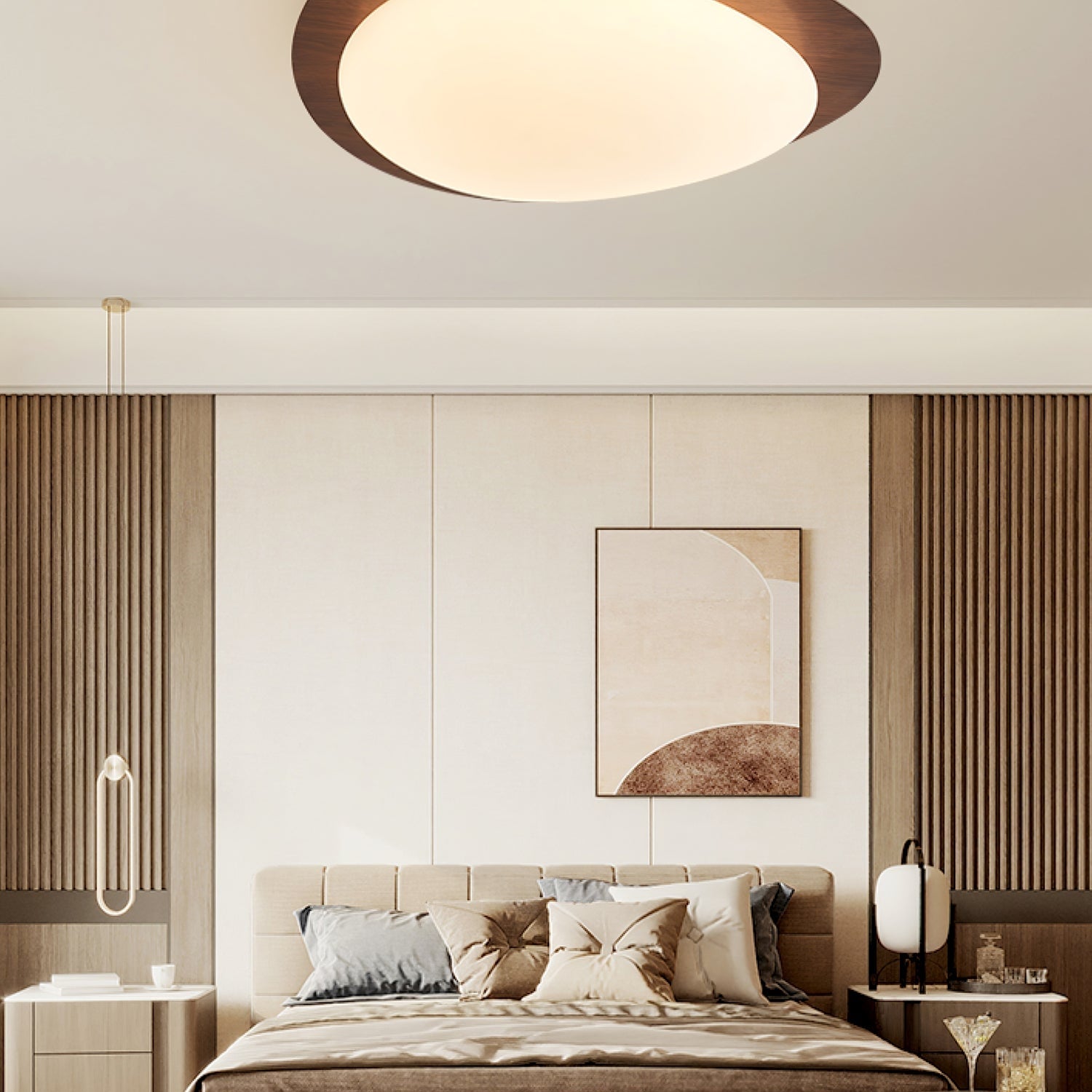 Stone Metal Pendant Light Lighting Lobby