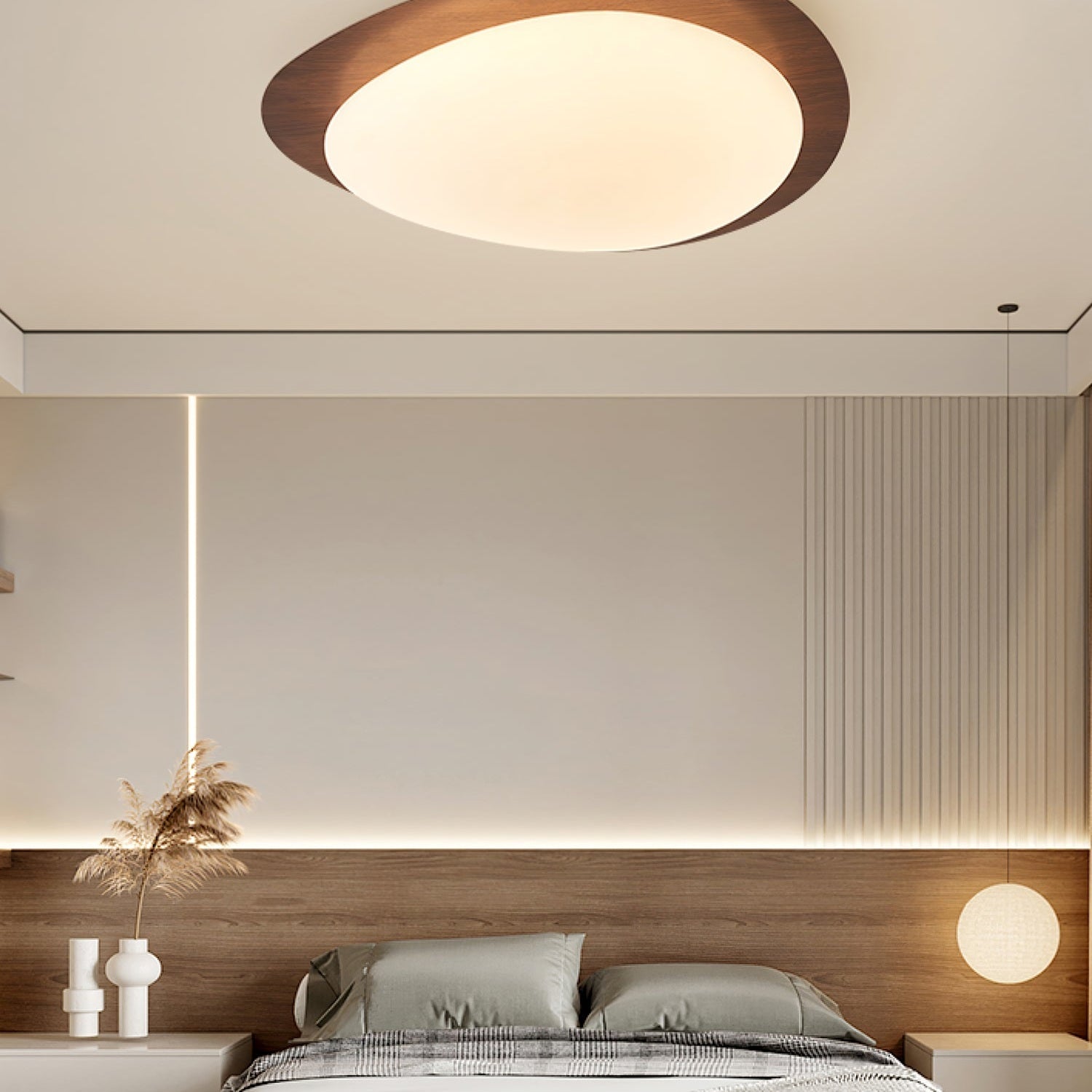Stone Metal Pendant Light Lighting Lobby