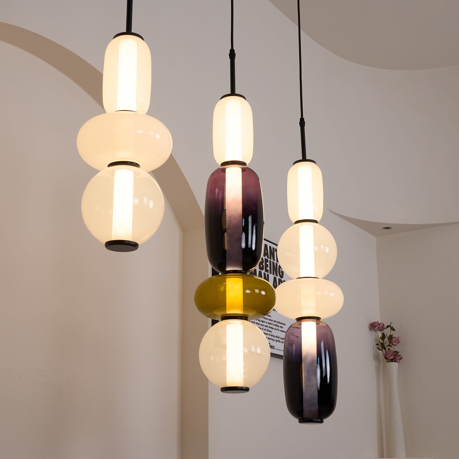 Sugar-Coated Glass Ceiling Light Lighting Lobby