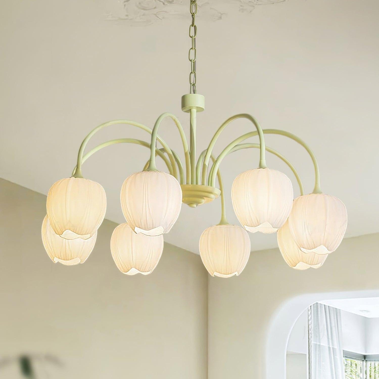 Tulip Matcha Ceiling Suspension Lighting Lobby