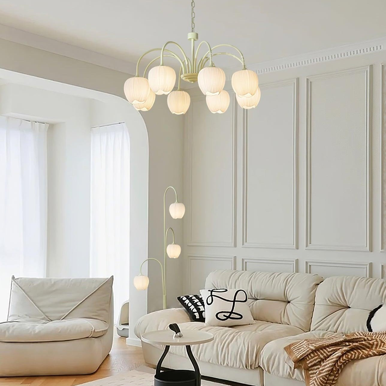 Tulip Matcha Ceiling Suspension Lighting Lobby