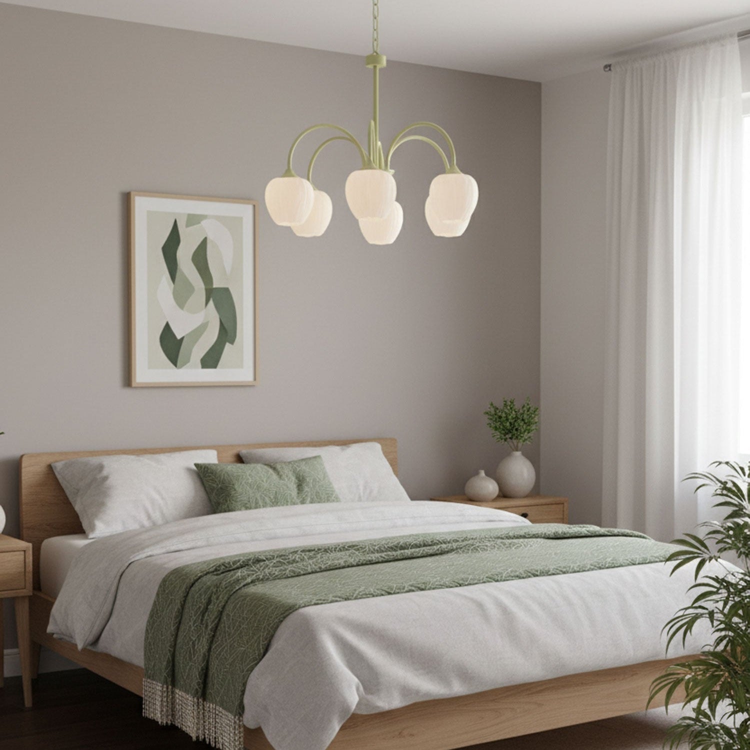 Tulip Matcha Ceiling Suspension Lighting Lobby