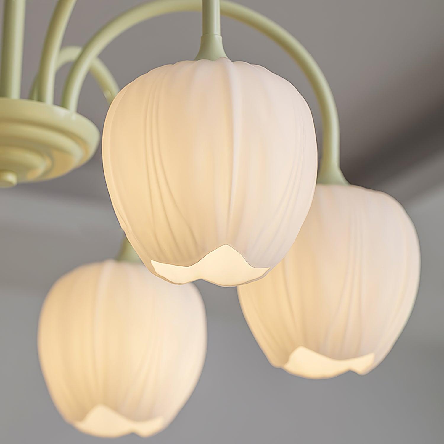 Tulip Matcha Ceiling Suspension Lighting Lobby