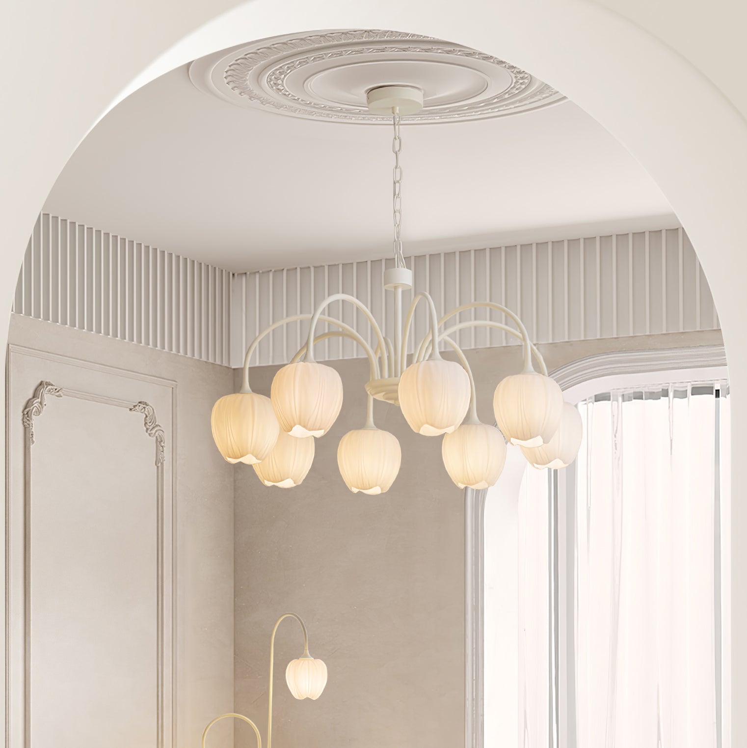 Tulip Matcha Ceiling Suspension Lighting Lobby