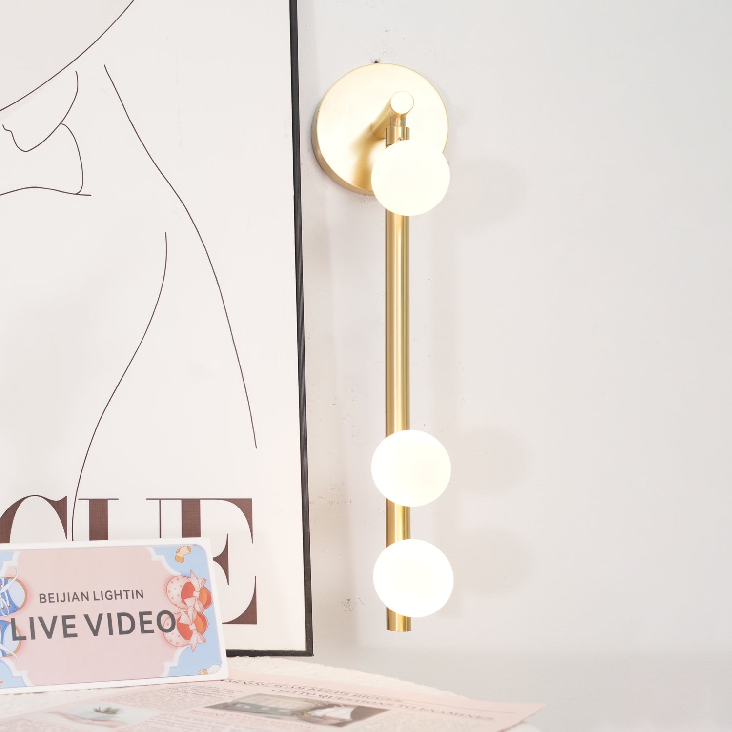 Wall Lamp With Brass Glass Tube Lighting Lobby