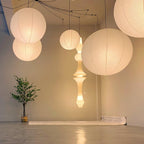 Washi Paper Ceiling Pendant Light (Black Cord) Lighting Lobby