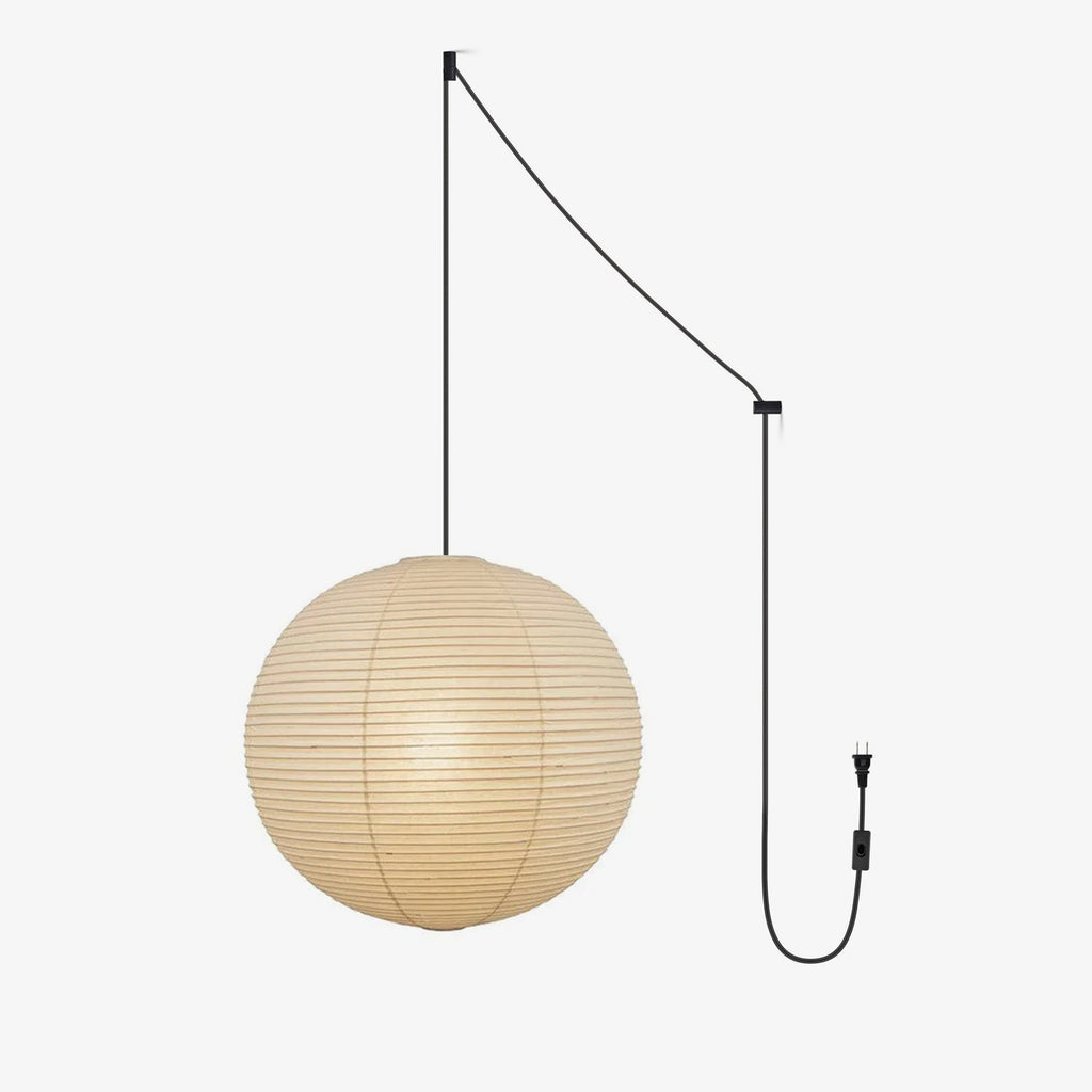 Washi Paper Ceiling Pendant Light (Black Cord) Lighting Lobby