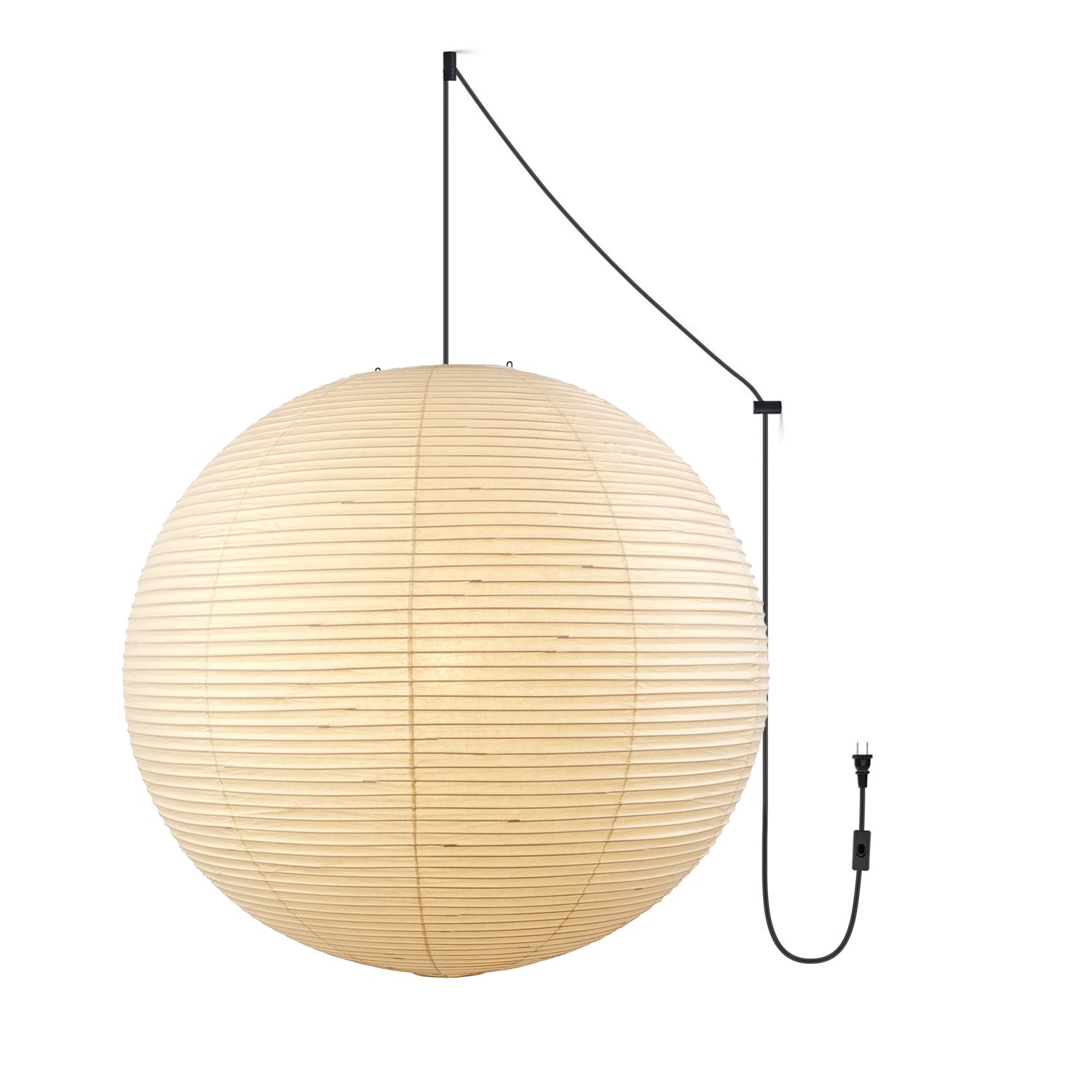 Washi Paper Ceiling Pendant Light (Black Cord) Lighting Lobby