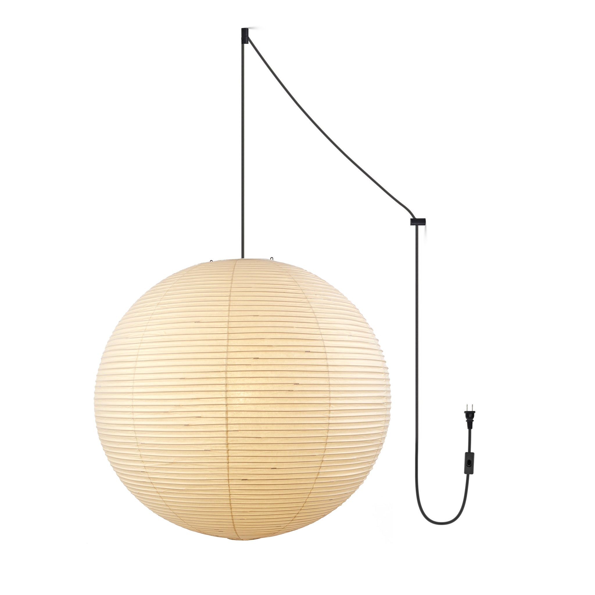 Washi Paper Ceiling Pendant Light (Black Cord) Lighting Lobby