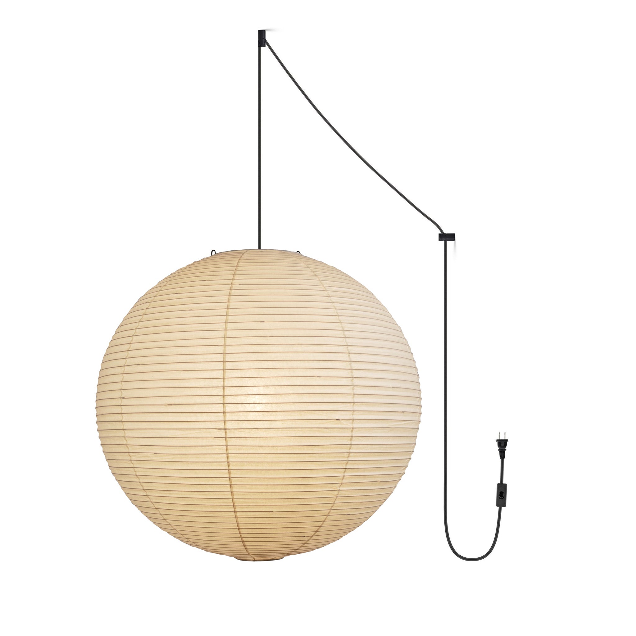 Washi Paper Ceiling Pendant Light (Black Cord) Lighting Lobby