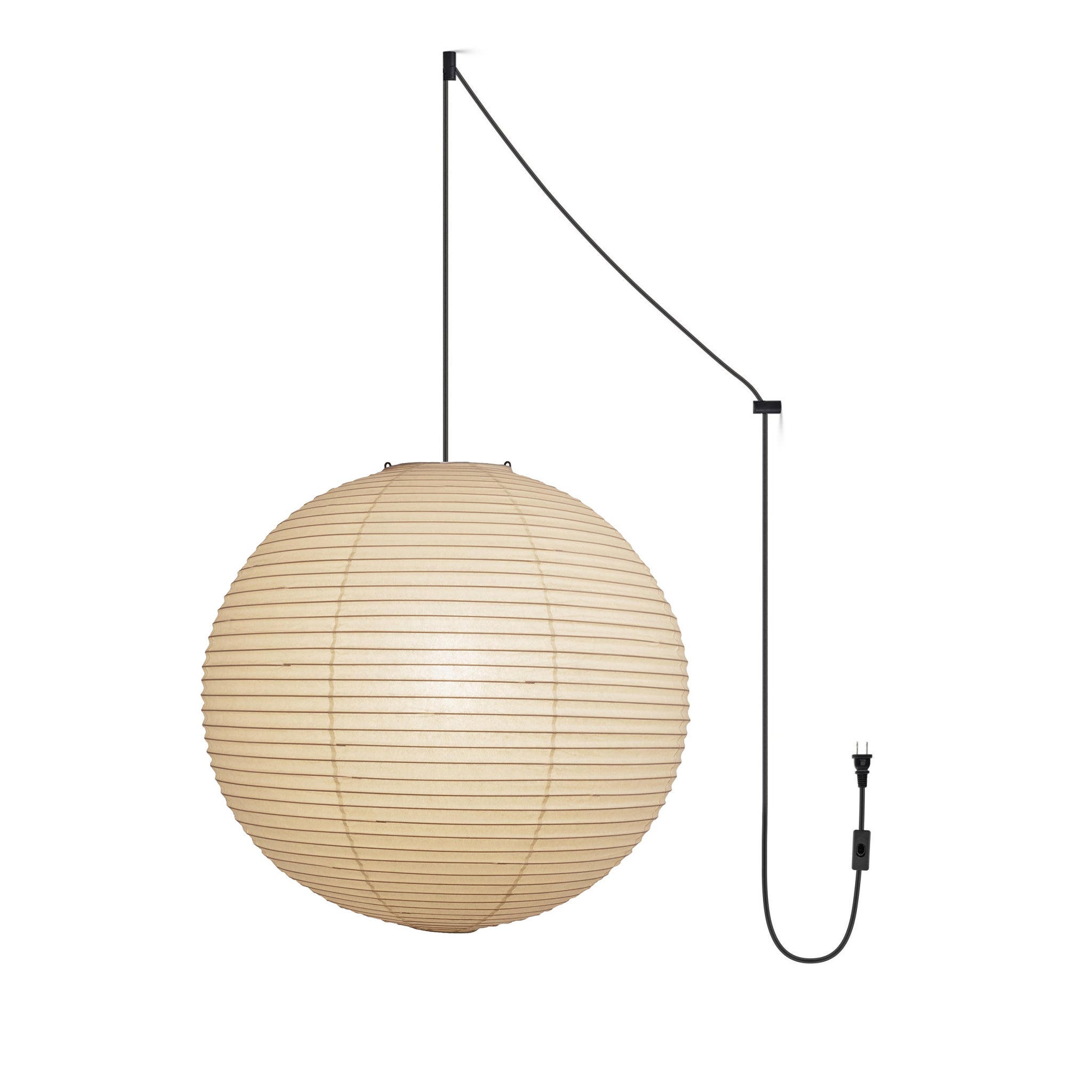 Washi Paper Ceiling Pendant Light (Black Cord) Lighting Lobby