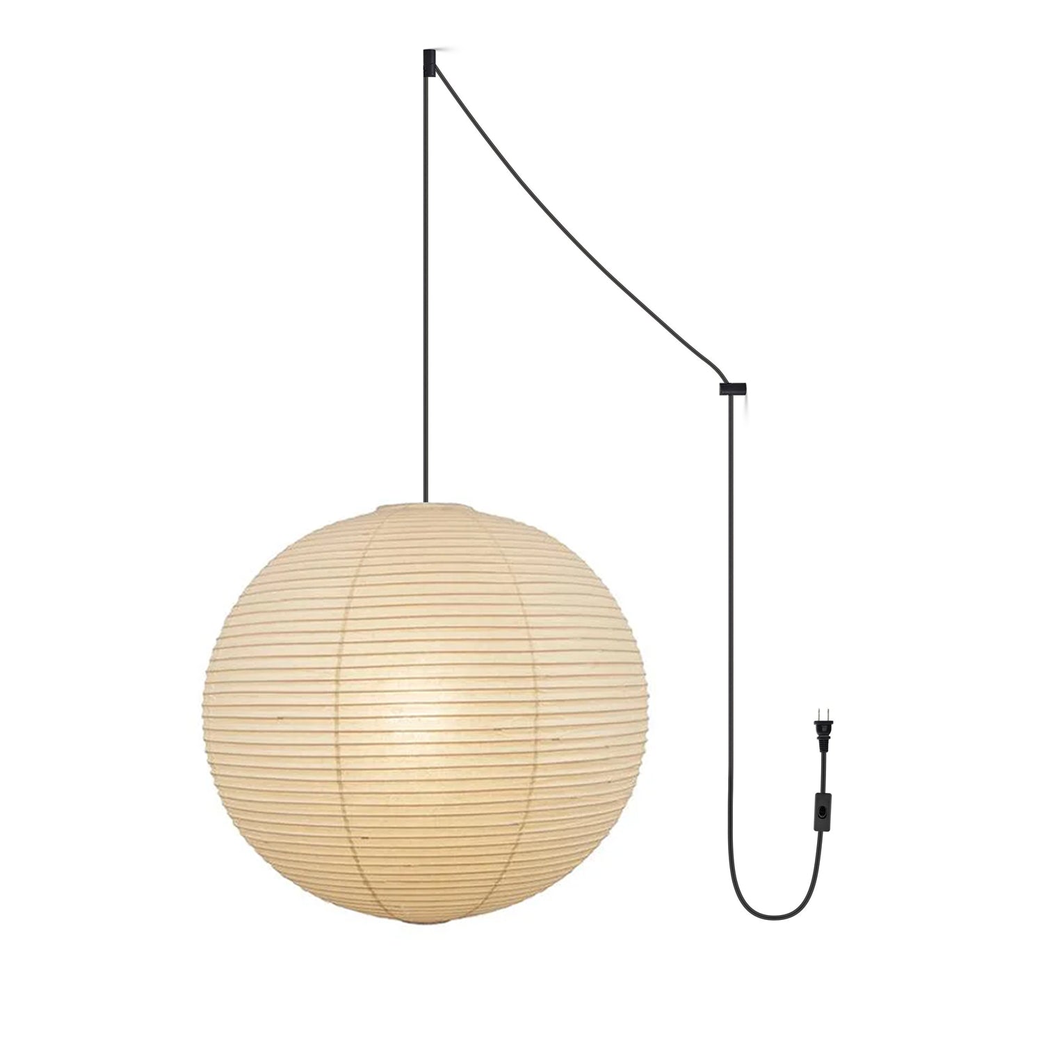 Washi Paper Ceiling Pendant Light (Black Cord) Lighting Lobby