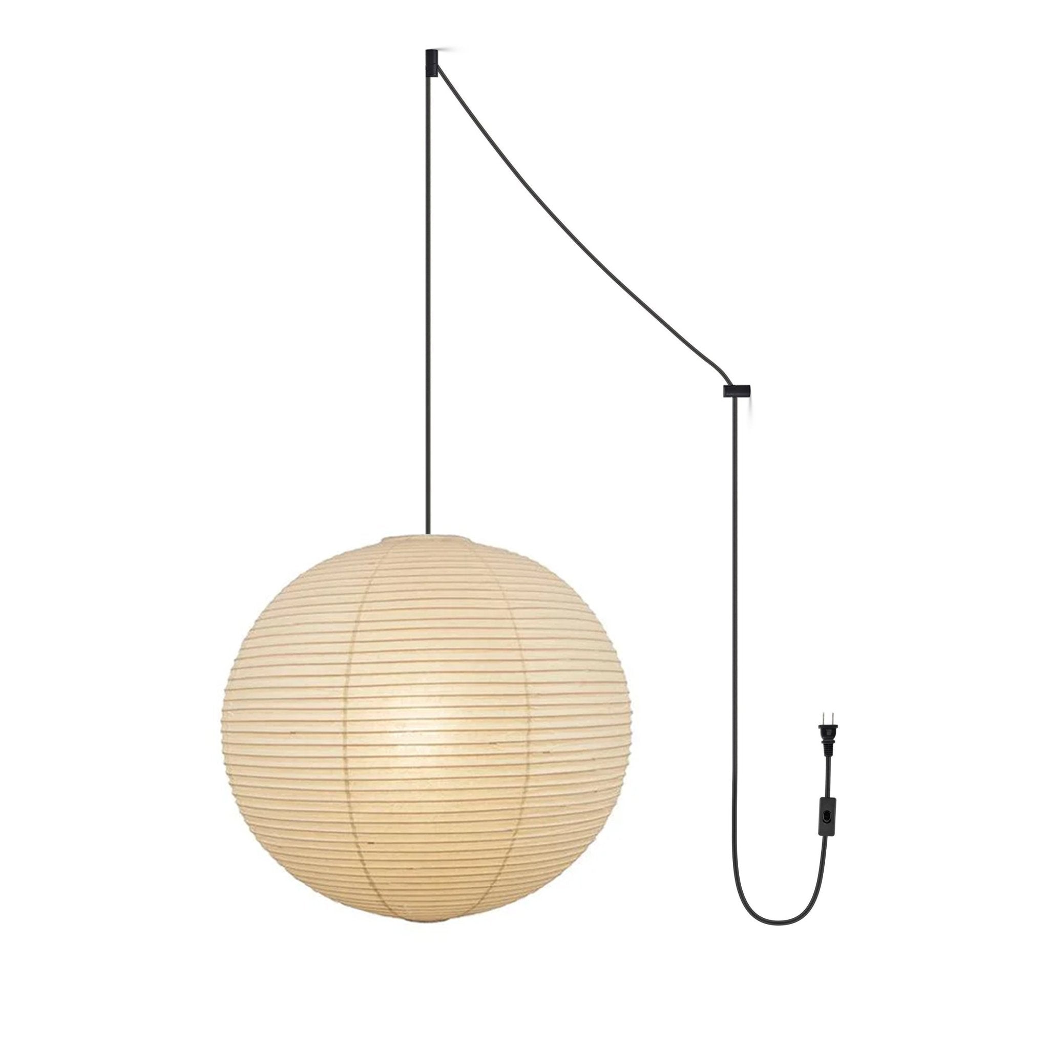 Washi Paper Ceiling Pendant Light (Black Cord) Lighting Lobby