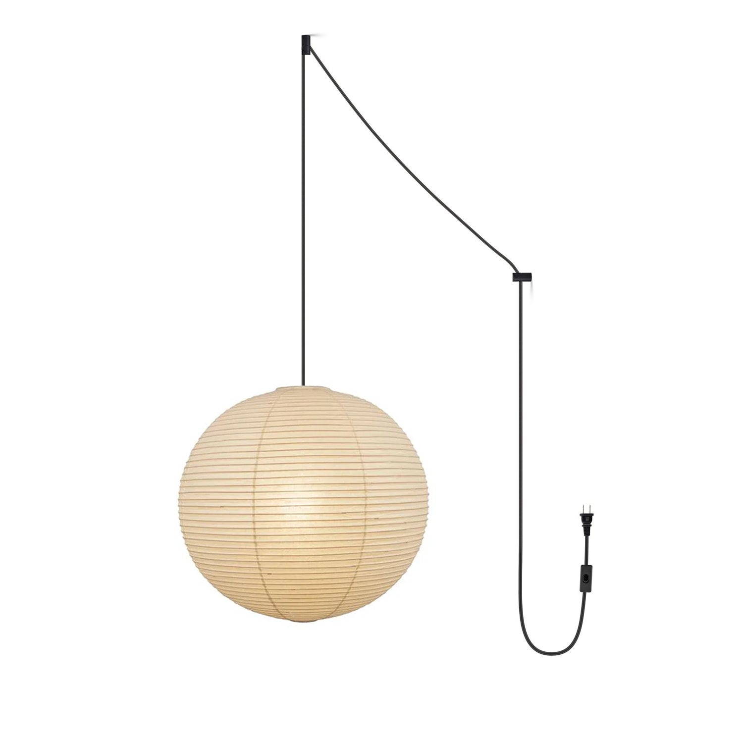 Washi Paper Ceiling Pendant Light (Black Cord) Lighting Lobby