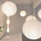 Washi Paper Ceiling Pendant Light (Black Cord) Lighting Lobby