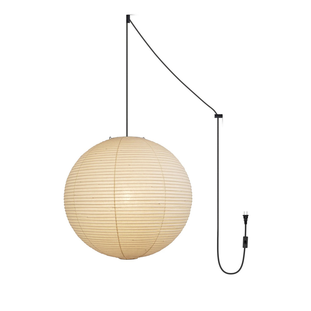 Washi Paper Ceiling Pendant Light (Black Cord) Lighting Lobby