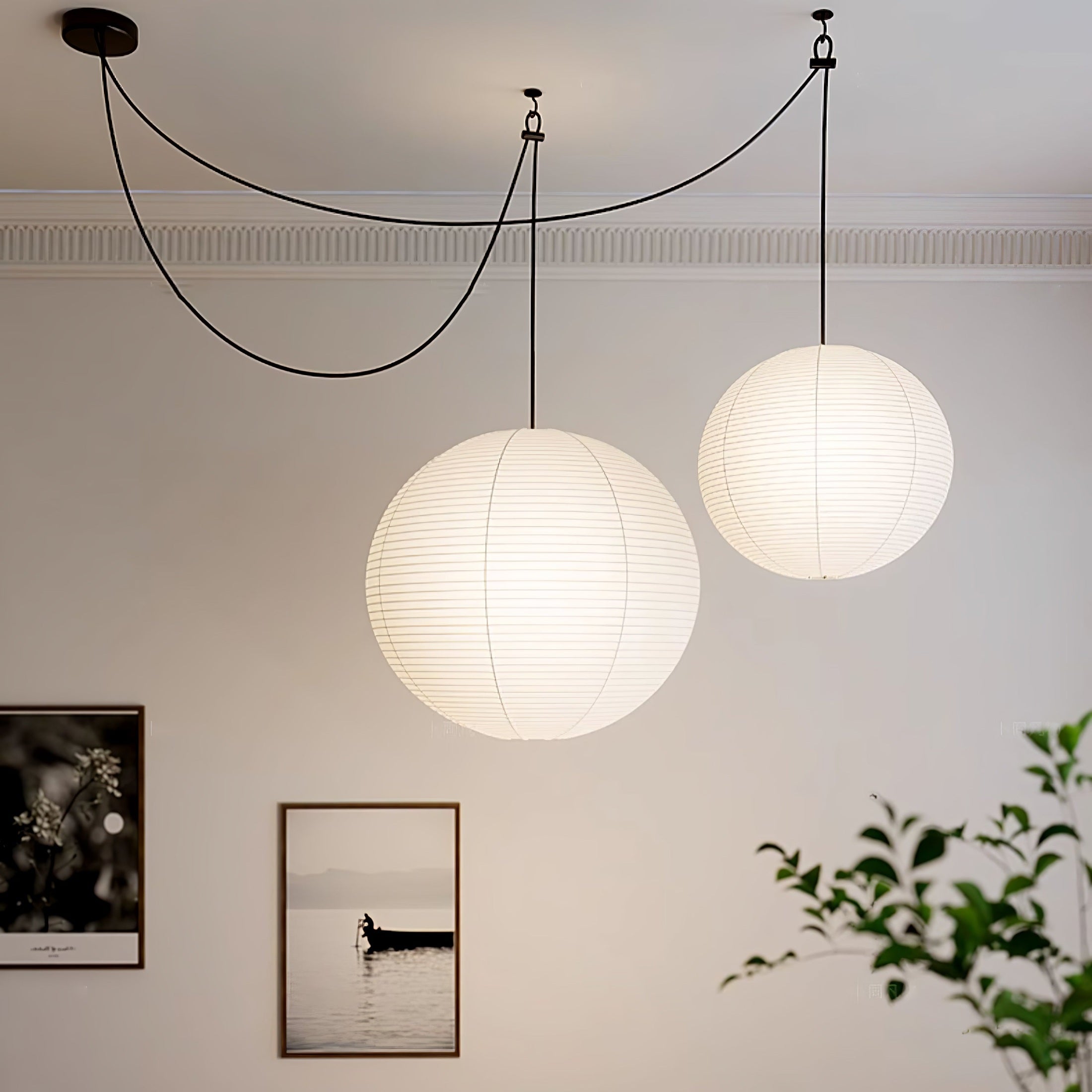 Washi Paper Ceiling Pendant Light Lighting Lobby