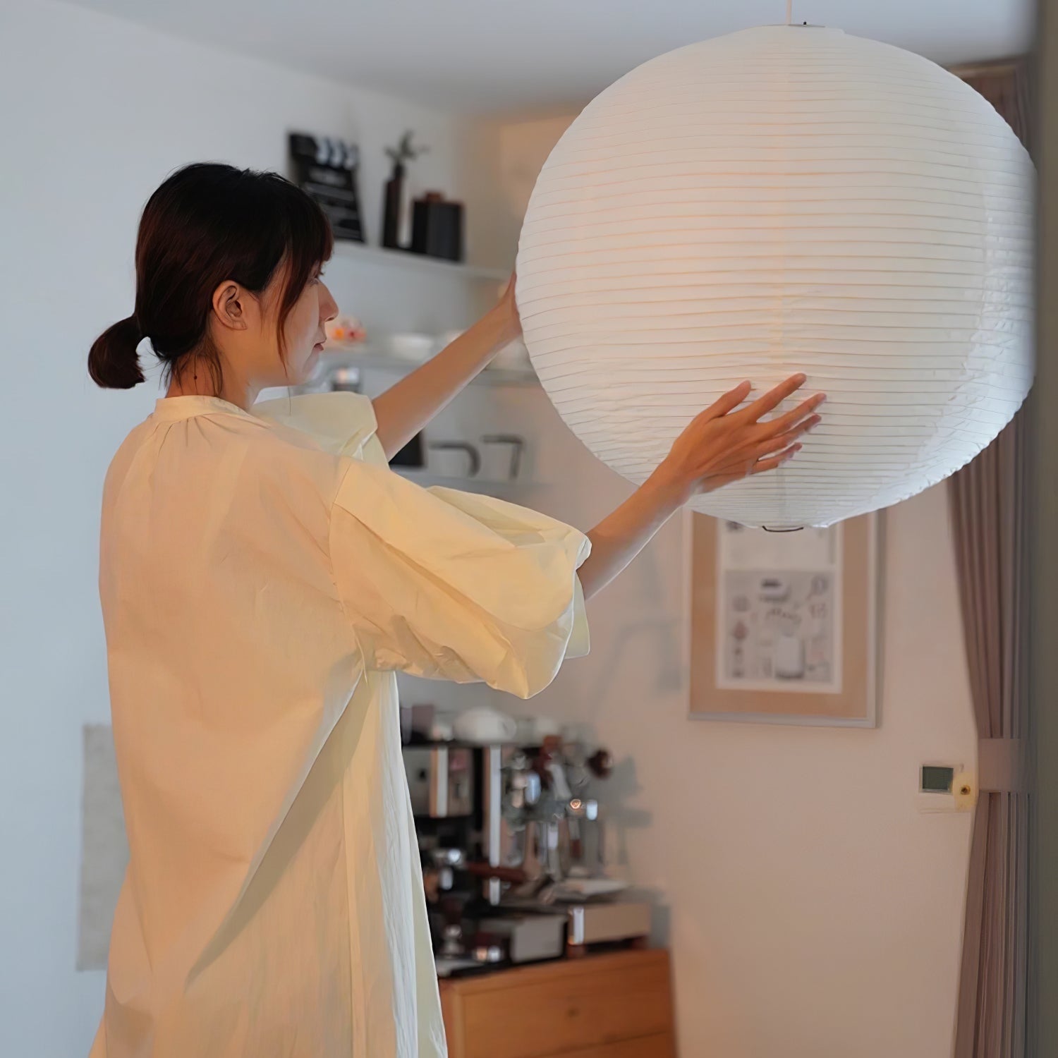 Washi Paper Ceiling Pendant Light Lighting Lobby