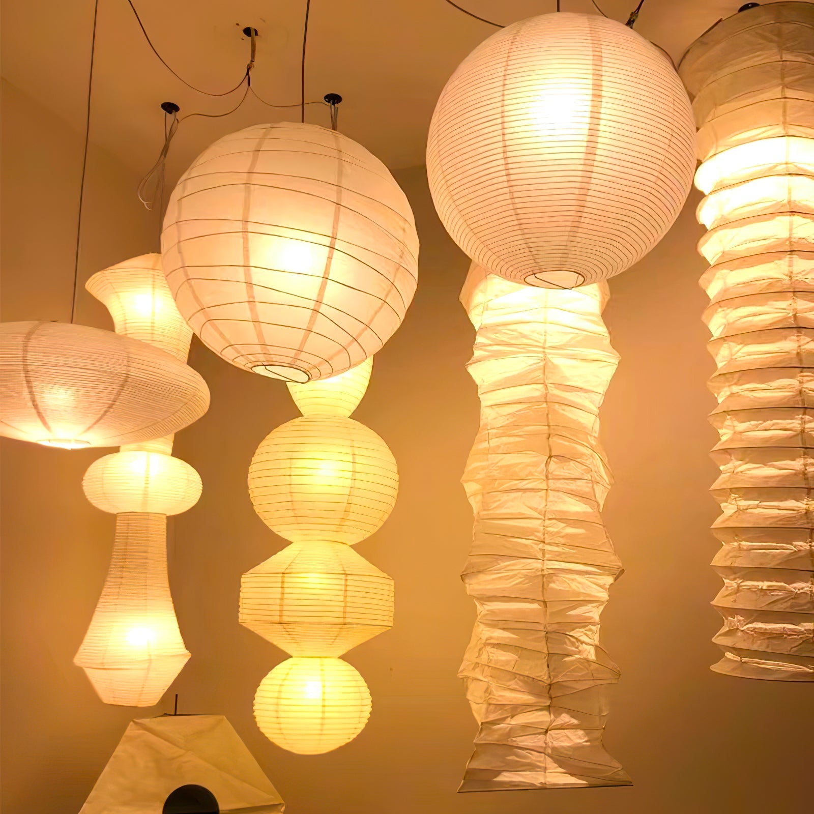 Washi Paper Ceiling Pendant Light Lighting Lobby