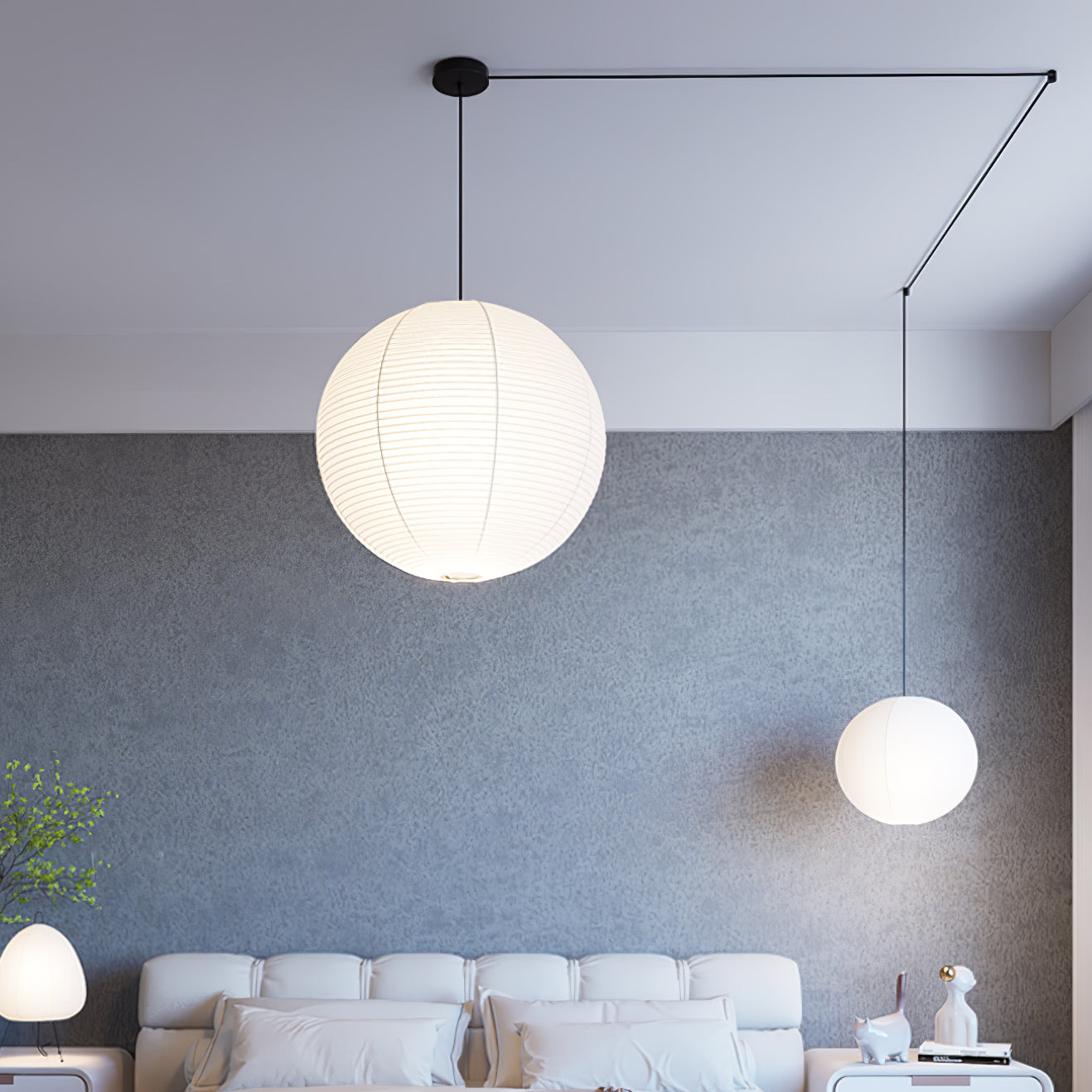 Washi Paper Ceiling Pendant Light Lighting Lobby