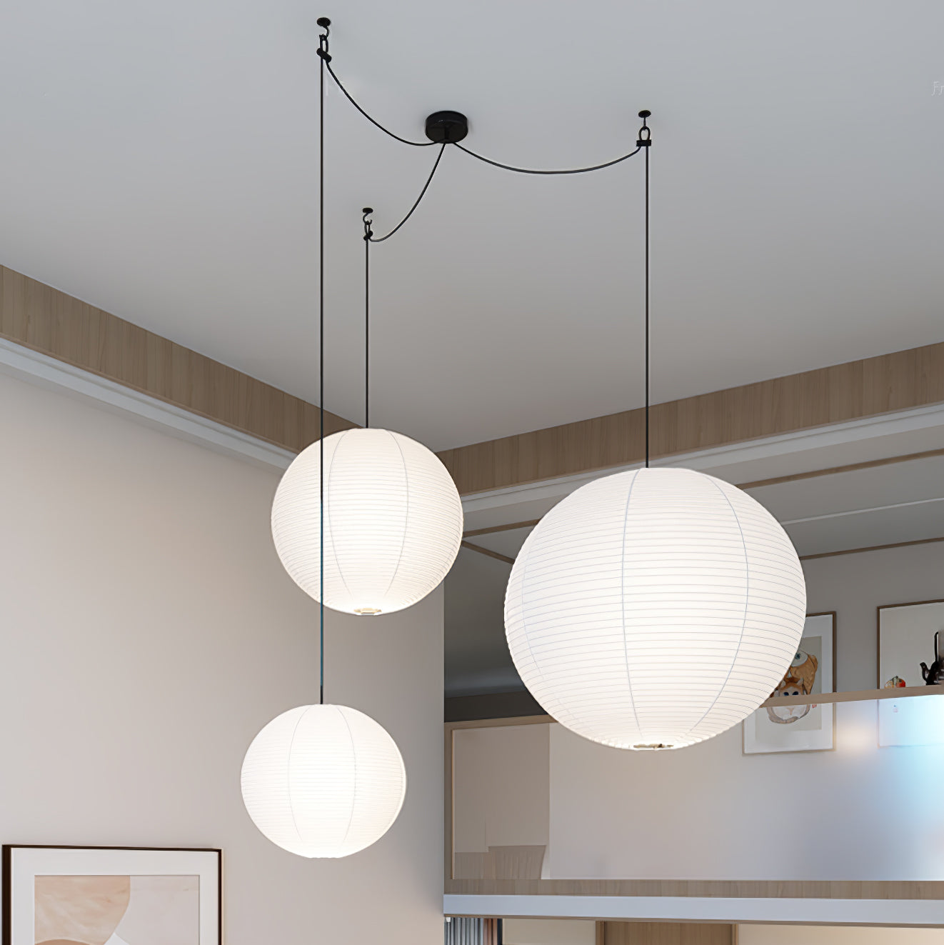 Washi Paper Ceiling Pendant Light Lighting Lobby