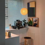 Washi Paper Circular Ceiling Light (White Cord) Lighting Lobby