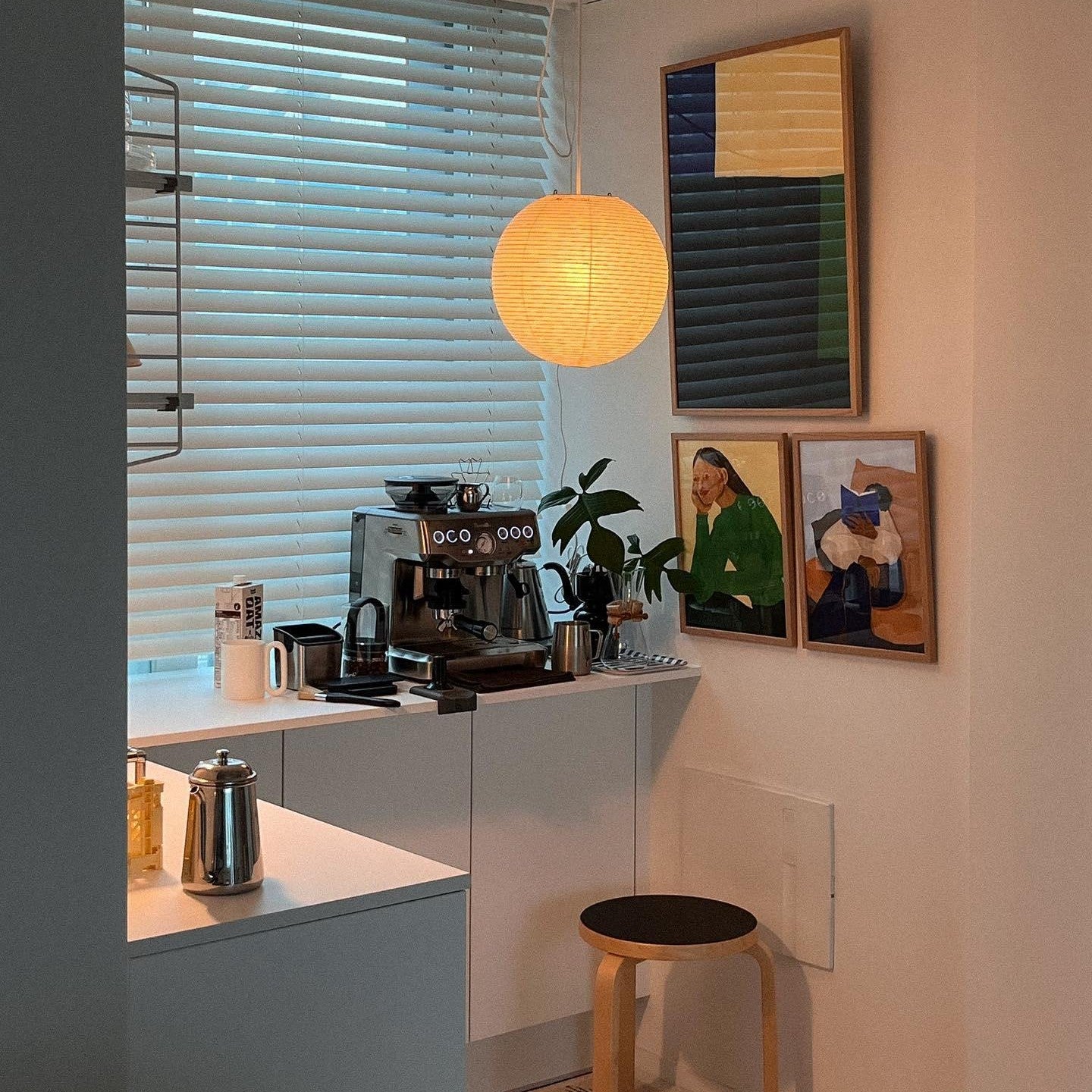Washi Paper Circular Ceiling Light (White Cord) Lighting Lobby