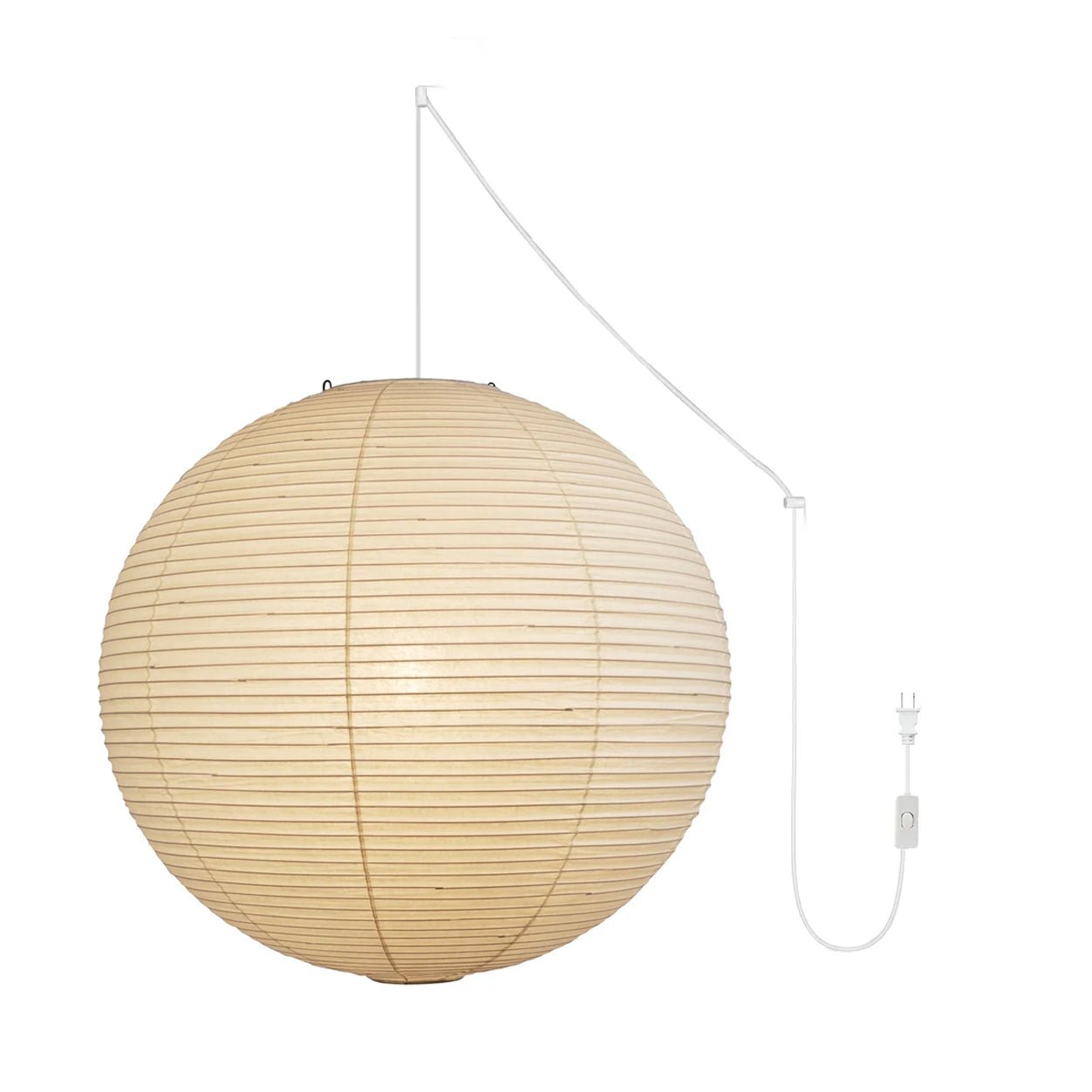 Washi Paper Circular Ceiling Light (White Cord) Lighting Lobby