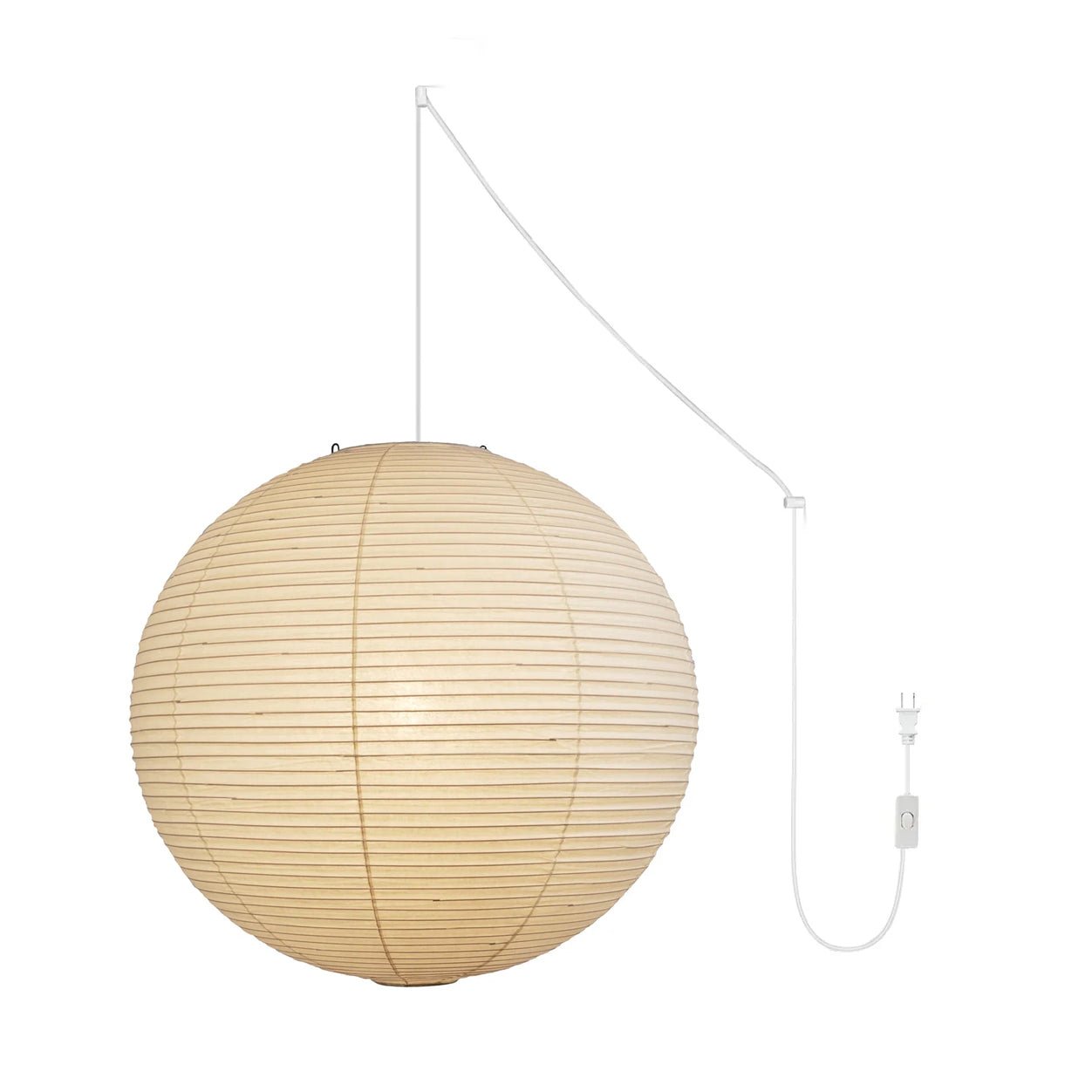 Washi Paper Circular Ceiling Light (White Cord) Lighting Lobby