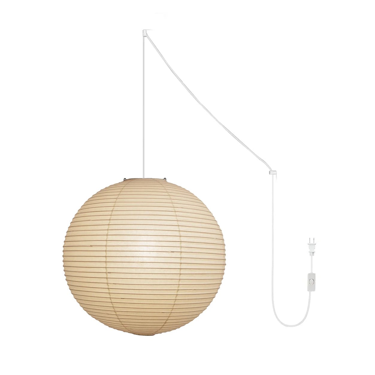 Washi Paper Circular Ceiling Light (White Cord) Lighting Lobby