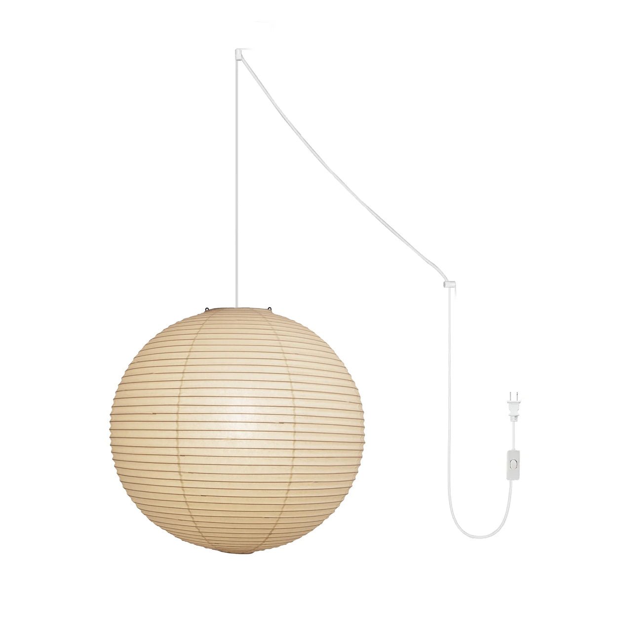 Washi Paper Circular Ceiling Light (White Cord) Lighting Lobby