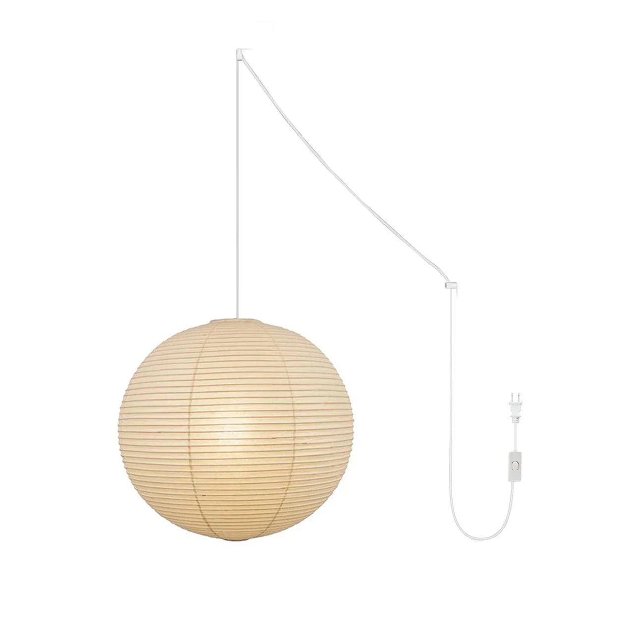 Washi Paper Circular Ceiling Light (White Cord) Lighting Lobby