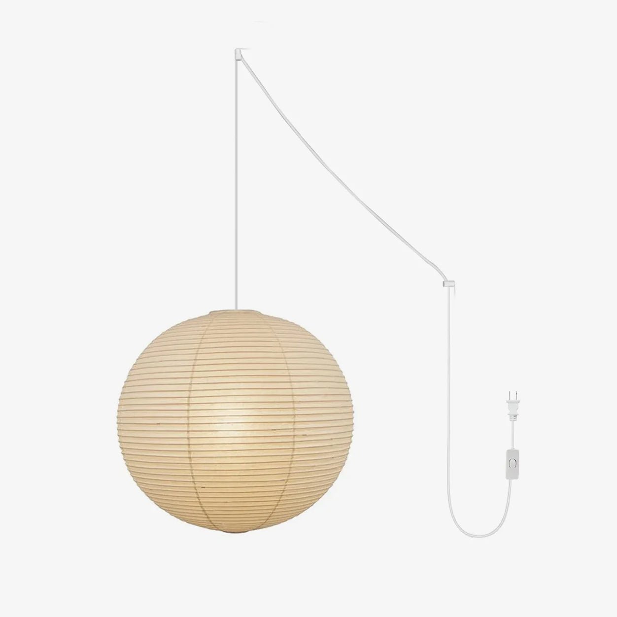 Washi Paper Circular Ceiling Light (White Cord) Lighting Lobby