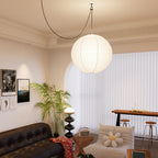 Washi Paper Circular Ceiling Light (White Cord) Lighting Lobby