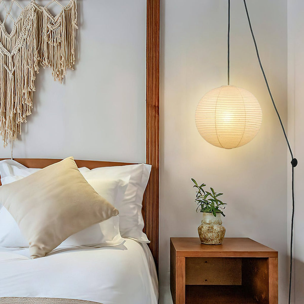 Washi Paper Circular Ceiling Light (White Cord) Lighting Lobby