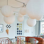 Washi Paper Circular Ceiling Light (White Cord) Lighting Lobby