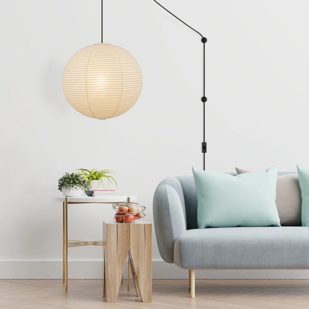 Washi Paper Circular Ceiling Light (White Cord) Lighting Lobby