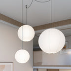 Washi Paper Circular Ceiling Light (White Cord) Lighting Lobby