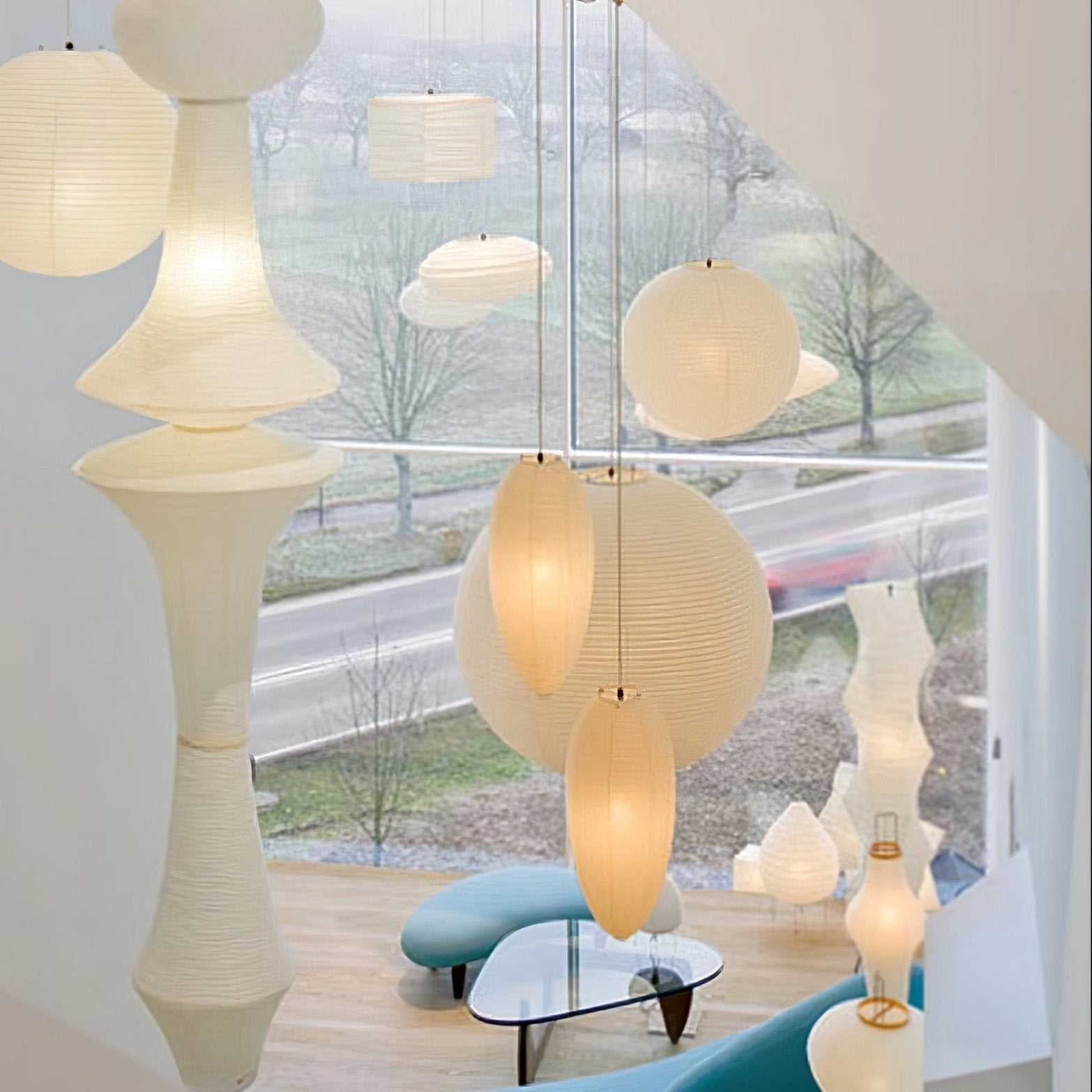 Washi Paper E Ceiling Pendant Lamp Lighting Lobby