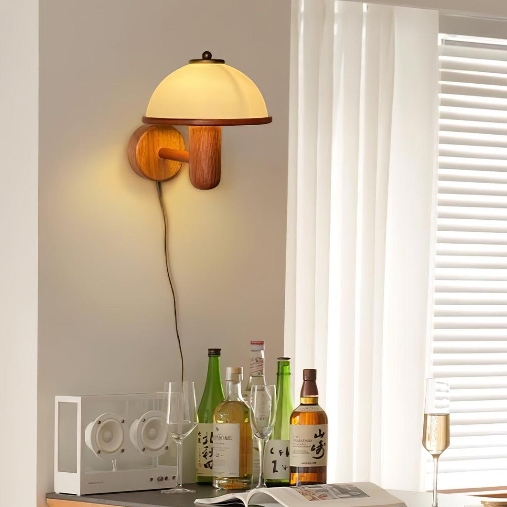 Wooden Mushroom Wall Light Lighting Lobby