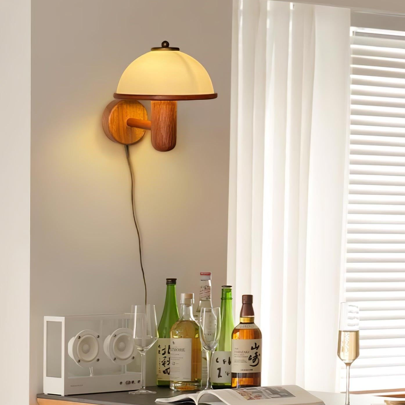Wooden Mushroom Wall Light Lighting Lobby