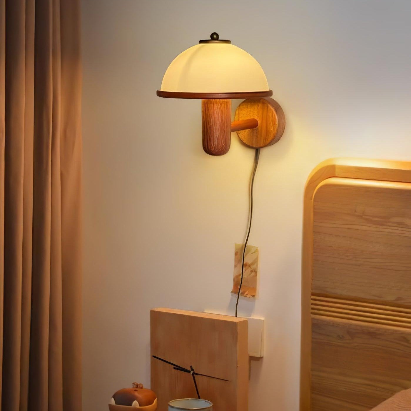 Wooden Mushroom Wall Light Lighting Lobby
