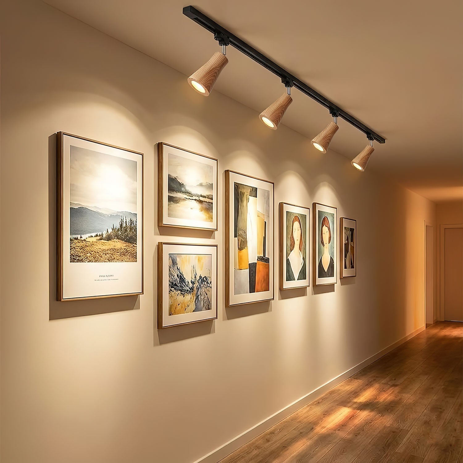 Wooden Track Pendant Light Lighting Lobby