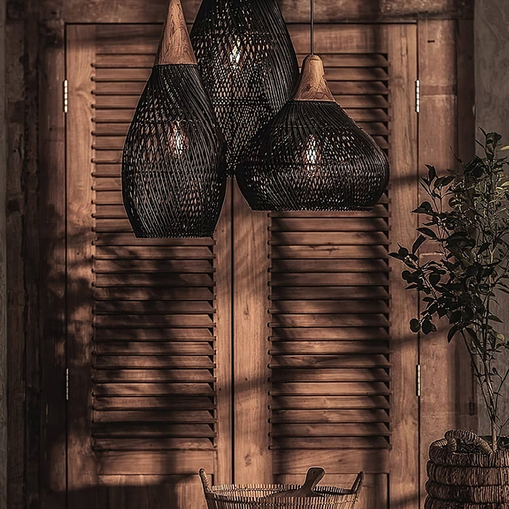Woven Rattan Ceiling Light Lighting Lobby