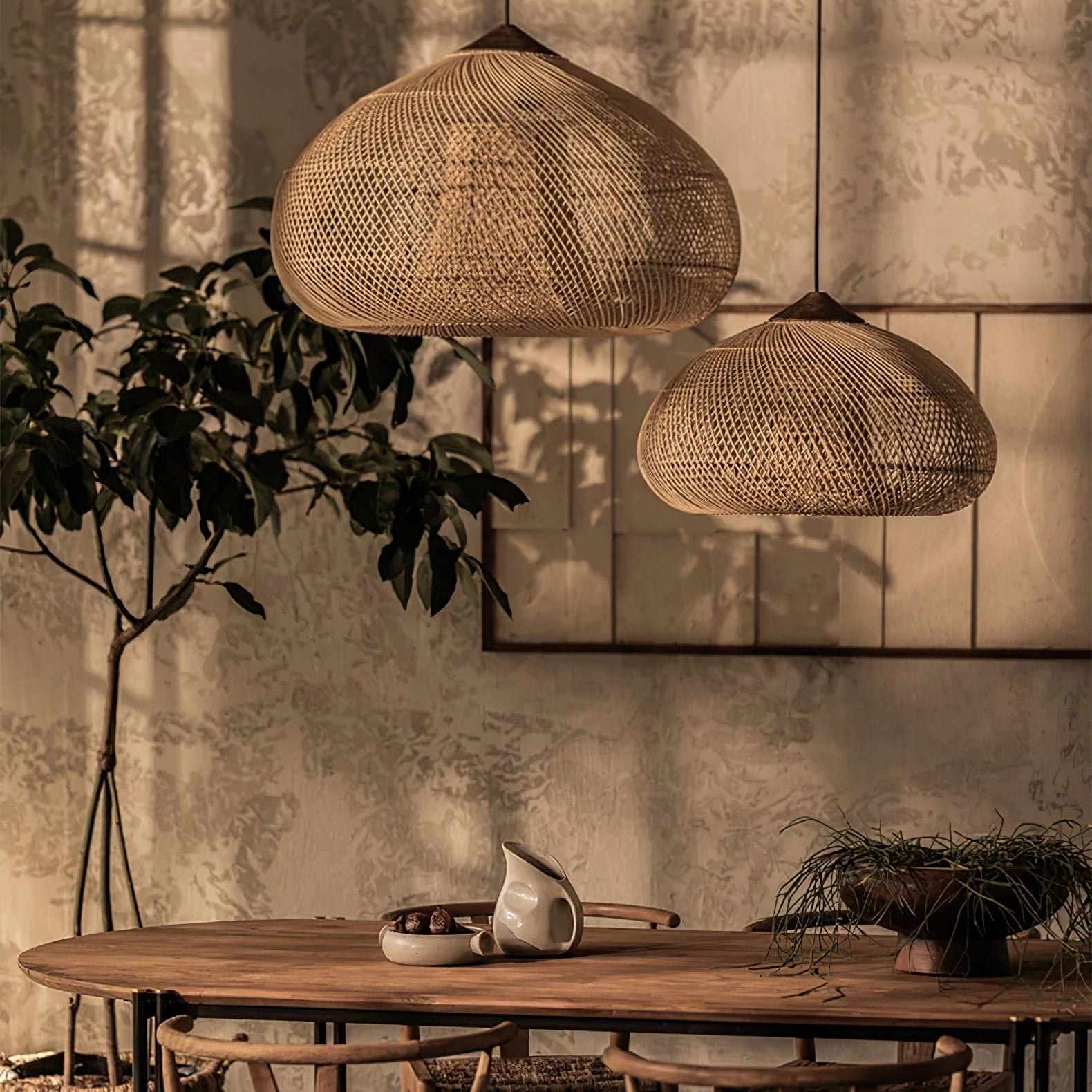 Woven Rattan Ceiling Light Lighting Lobby