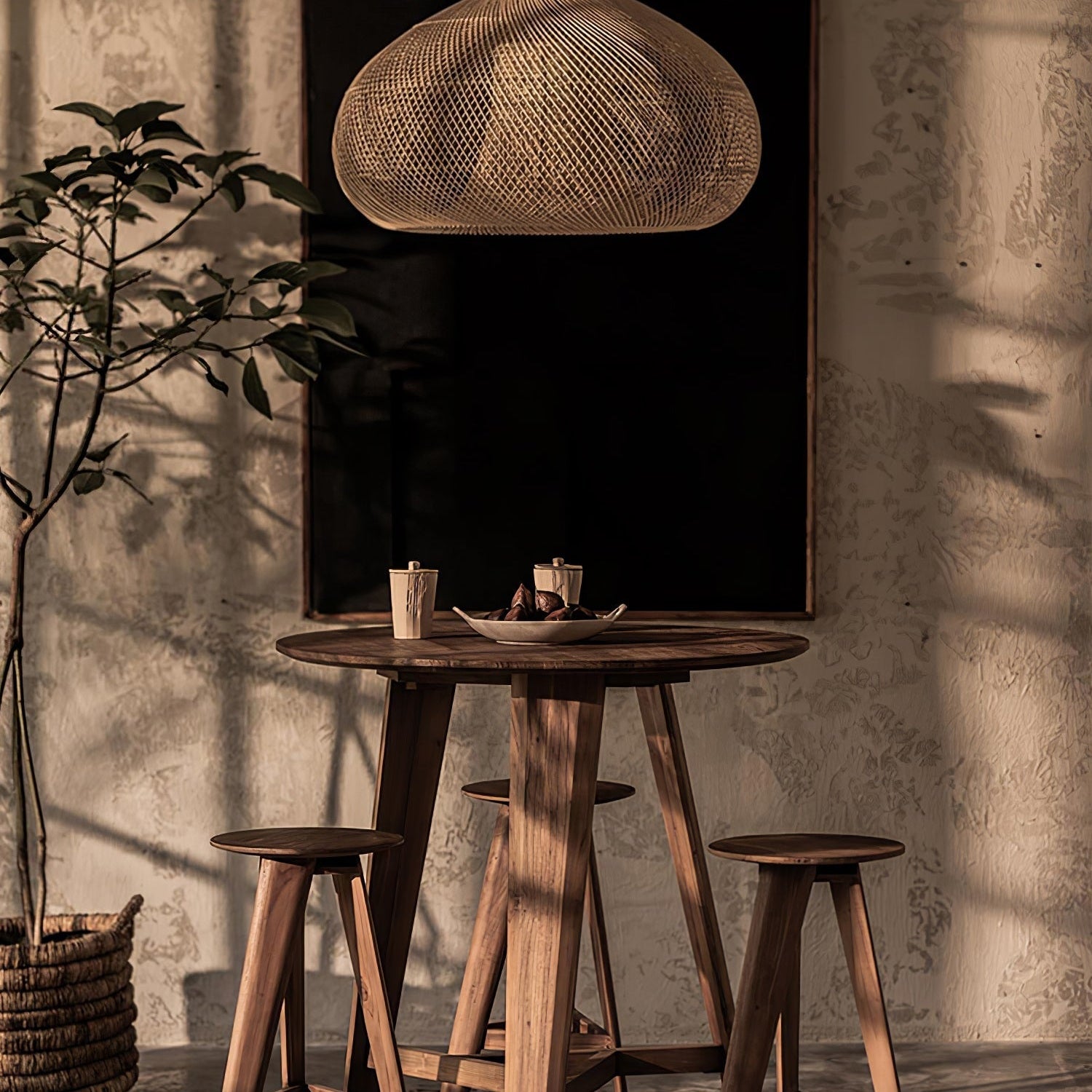Woven Rattan Ceiling Light Lighting Lobby