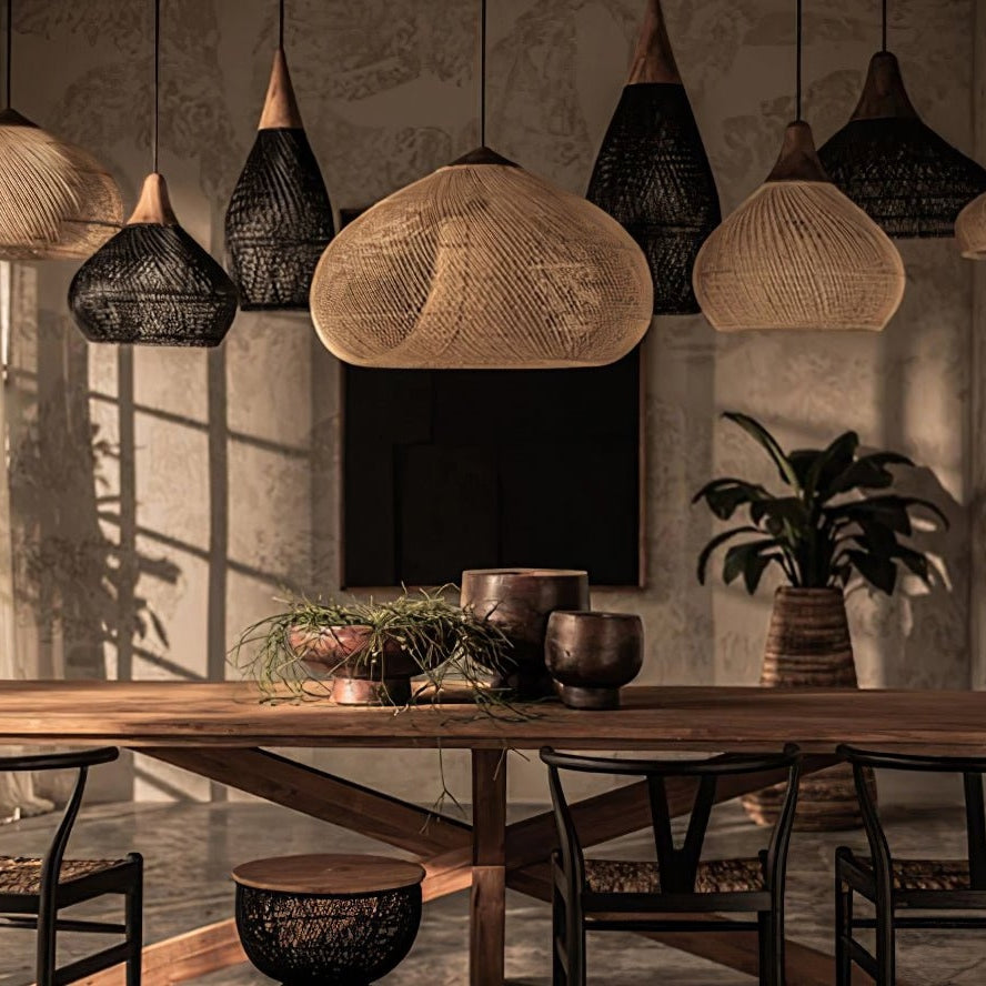 Woven Rattan Ceiling Light Lighting Lobby